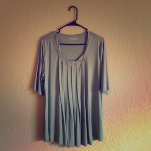 Soft Surroundings Blue Flowy Pleated Top